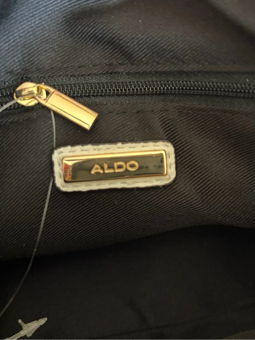 Aldo White Pebbled Satchel with Lime-Trim Strap
